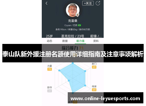 泰山队新外援注册名额使用详细指南及注意事项解析