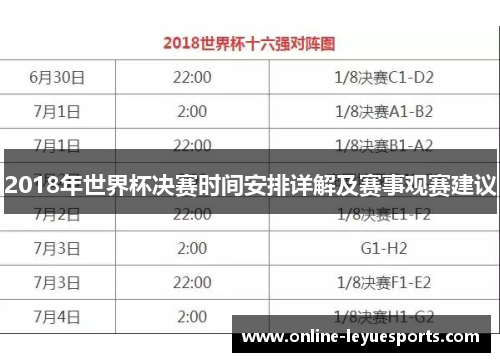 2018年世界杯决赛时间安排详解及赛事观赛建议